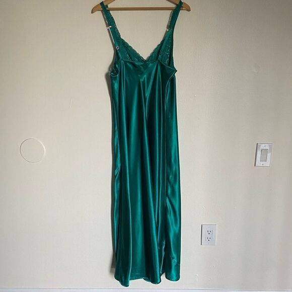 Vintage Morgan Taylor Emerald Green Lace Nightgown Negligee Maxi Dress Size L - Picture 6 of 14